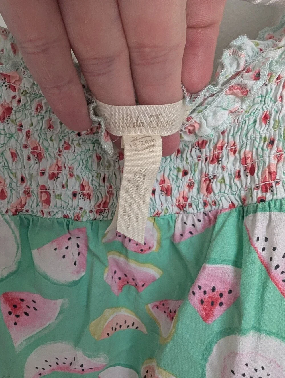 Matilda Jane Slice of Life Watermelon Bubble Romper Smocked Bodice Size 18-24 Mo